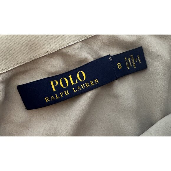 POLO Ralph Lauren Gold Tan Crushed Velvet Maxi Midi Skirt Size 8 - Picture 6 of 7